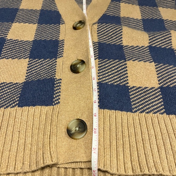Madewell Buffalo Check Cardigan - Camel and Blue- Medium- PERFECT CONDITION! - Picture 9 of 12